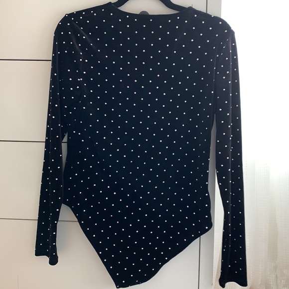 H&M Black rhinestone long sleeve bodysuit (never worn) - Picture 4 of 4